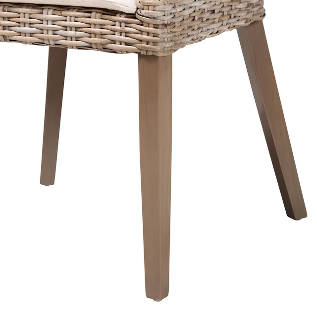 Alt view image 6 of 7 - Bohemian Kubu Rattan and Dining Chair, Gray Taupe, Wood, Seating for Dining