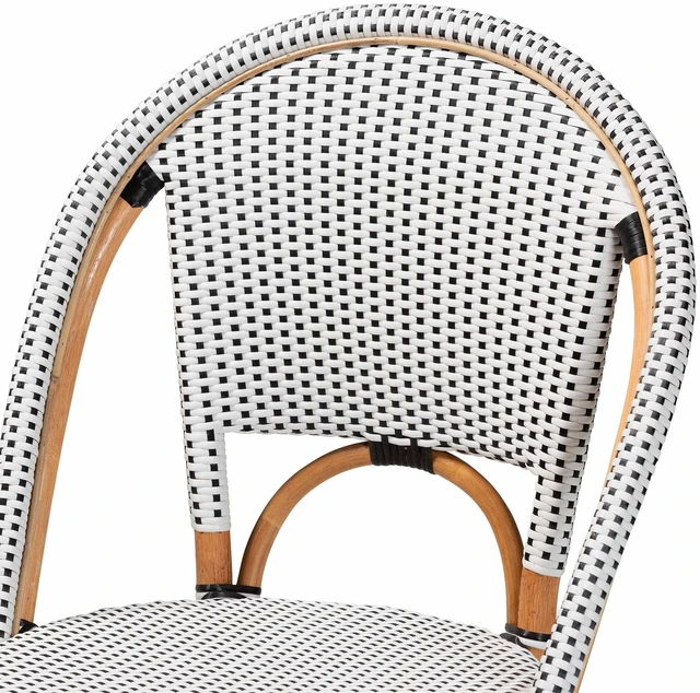Alt view image 4 of 7 - French Two Tone and Weaving and Rattan 2 Piece Counter Stool Set, Black White, Seating for Dining