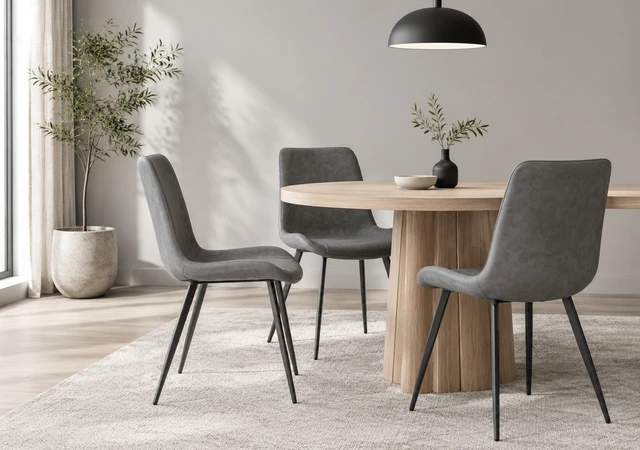 Alt view image 2 of 7 - PVC Upholstered Dining Chairs, Armless Side Chairs for Kitchen Dining Set and Available, Dark Gray, Seating