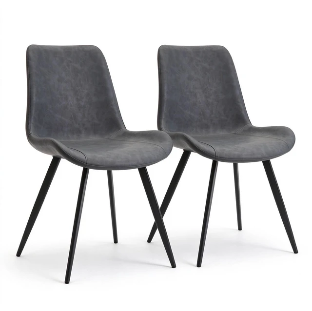 Main image of PVC Upholstered Dining Chairs, Armless Side Chairs for Kitchen Dining Set and Available, Dark Gray, Seating