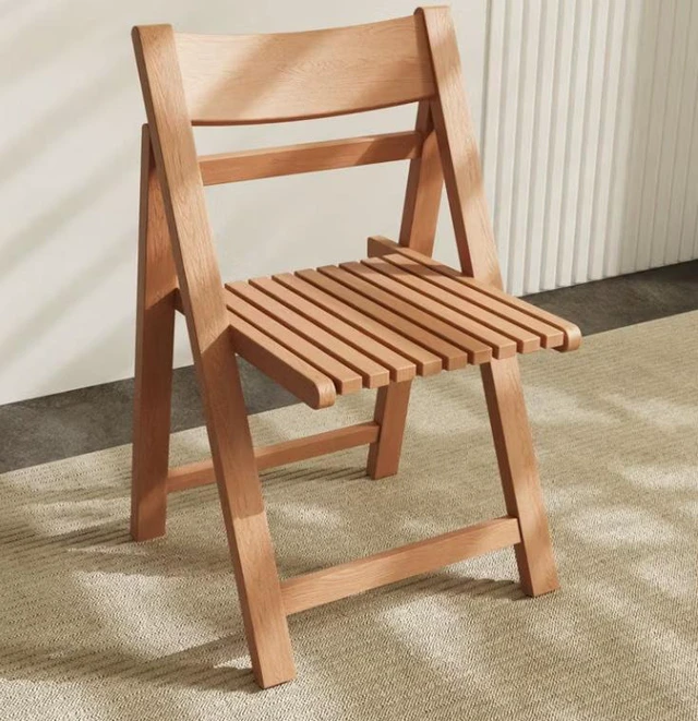 Alt view image 2 of 5 - Solid Folding Dining Chair Functional Design, Natural, Wood, Seating for Dining