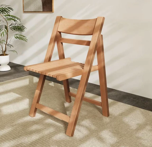 Alt view image 3 of 5 - Solid Folding Dining Chair Functional Design, Natural, Wood, Seating for Dining
