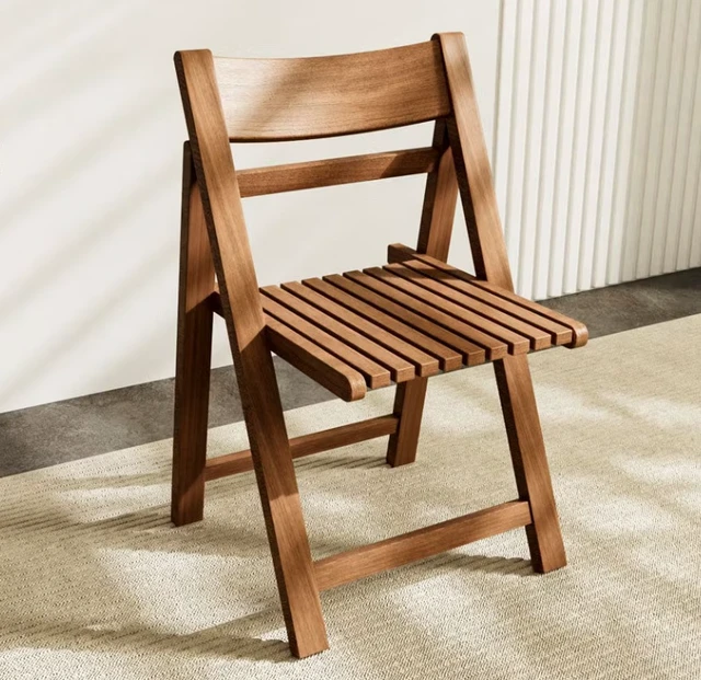 Alt view image 3 of 5 - Solid Folding Dining Chair Functional Design, Walnut, Wood, Seating for Dining