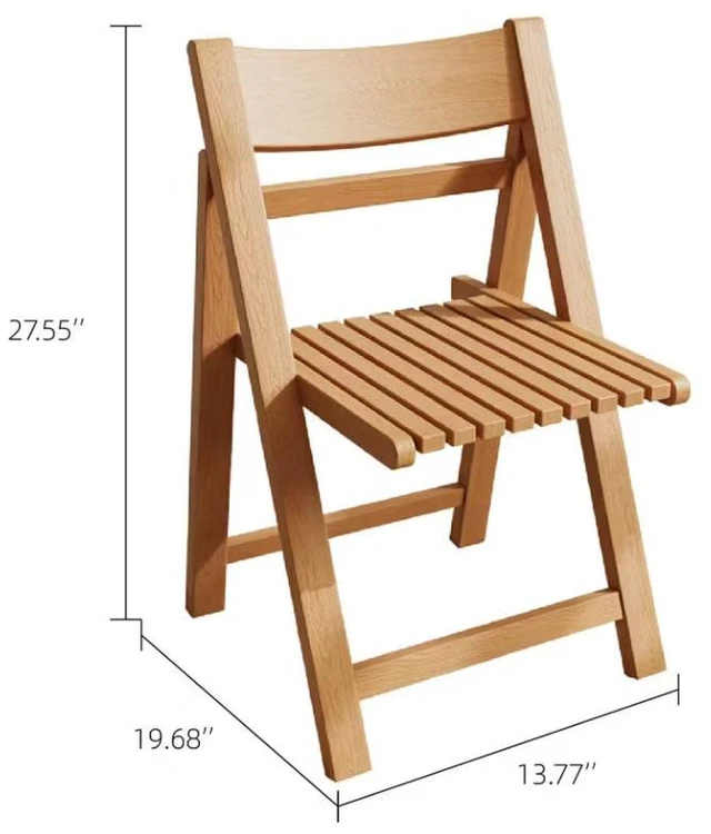 Alt view image 4 of 5 - Solid Folding Dining Chair Functional Design, Natural, Wood, Seating for Dining