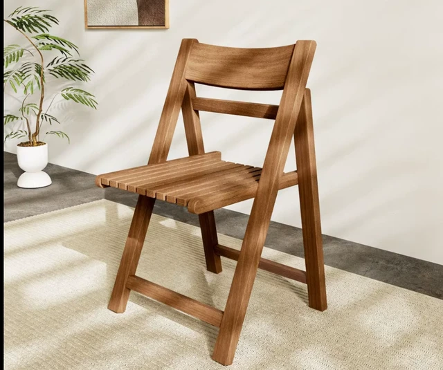 Alt view image 5 of 5 - Solid Folding Dining Chair Functional Design, Walnut, Wood, Seating for Dining