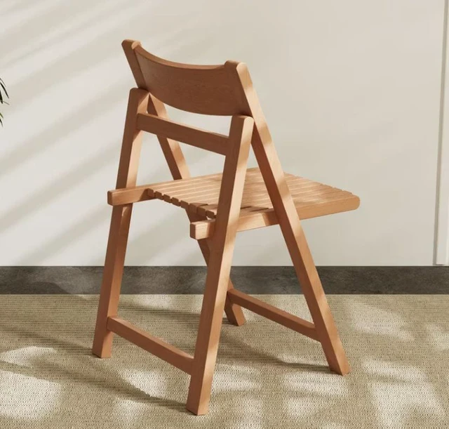 Alt view image 5 of 5 - Solid Folding Dining Chair Functional Design, Natural, Wood, Seating for Dining