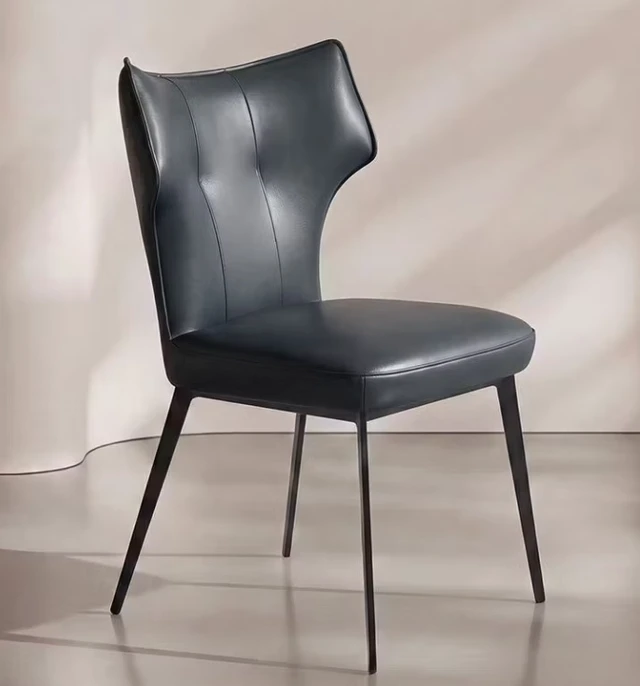Alt view image 3 of 5 - Faux Leather Dining Chair with Sculpted High Back Black Metal Legs 1 Piece, Seating for Dining