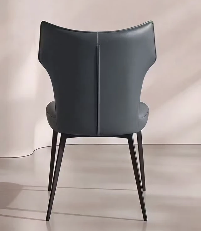 Alt view image 4 of 5 - Faux Leather Dining Chair with Sculpted High Back Black Metal Legs 1 Piece, Seating for Dining