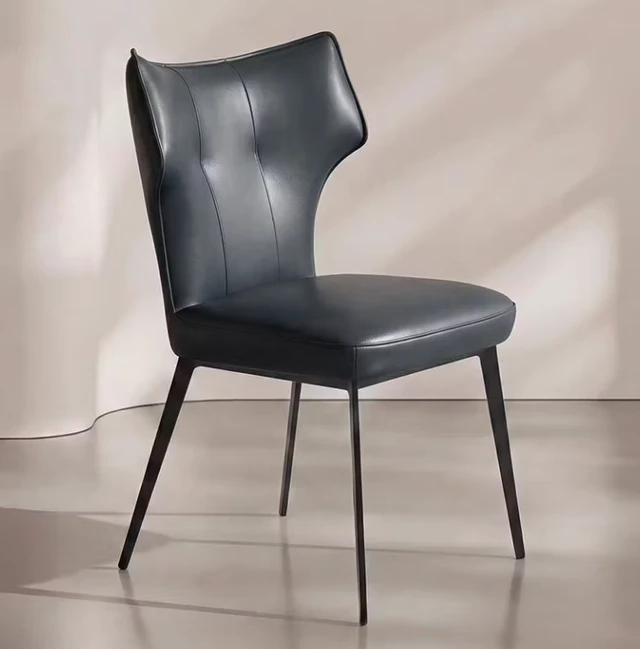 Alt view image 5 of 5 - Faux Leather Dining Chair with Sculpted High Back Black Metal Legs 1 Piece, Seating for Dining