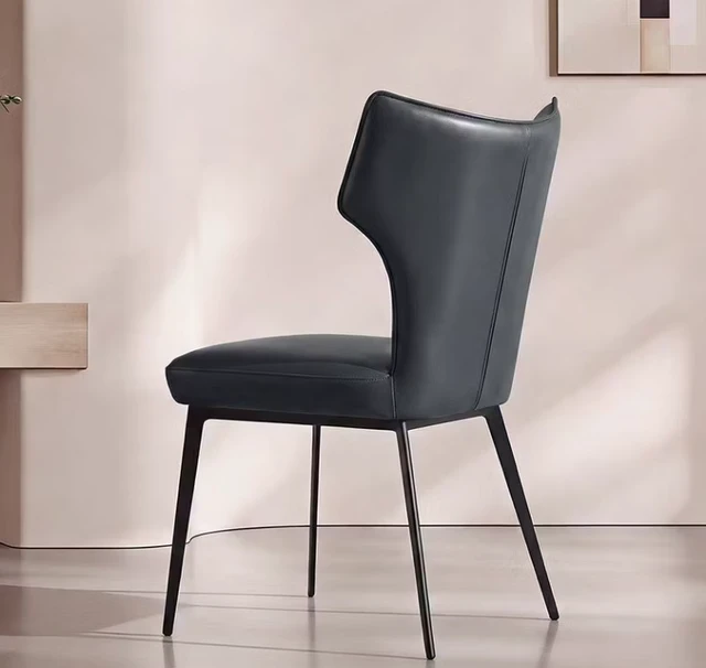 Alt view image 2 of 5 - Faux Leather Dining Chair with Sculpted High Back Black Metal Legs 1 Piece, Seating for Dining