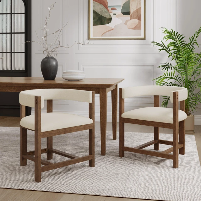 Alt view image 2 of 7 - Dining Arm Chair Set, Beige, Polyester Blend, Seating for Dining