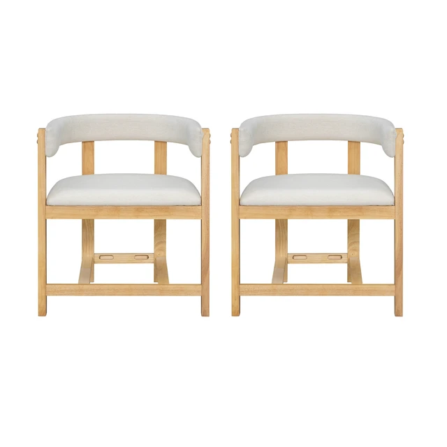 Alt view image 3 of 7 - Dining Arm Chair Set, Beige Natural, Polyester Blend, Seating for Dining
