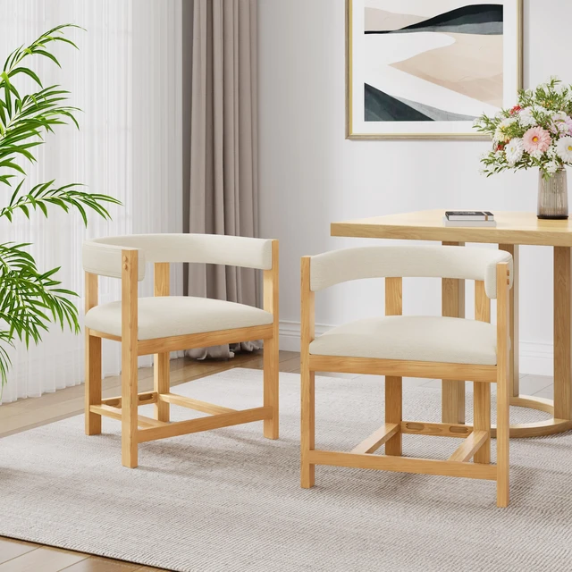 Main image of Dining Arm Chair Set, Beige Natural, Polyester Blend, Seating for Dining