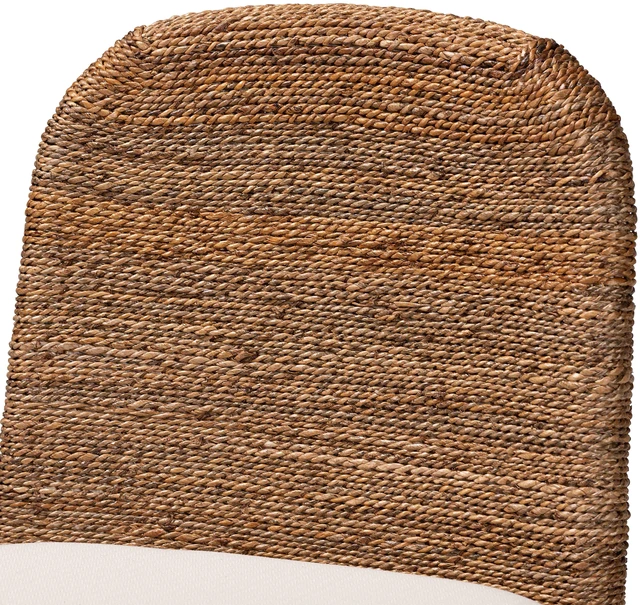 Alt view image 5 of 7 - Bohemian Seagrass and Wood Counter Stool, Brown White, Wicker, Seating for Dining