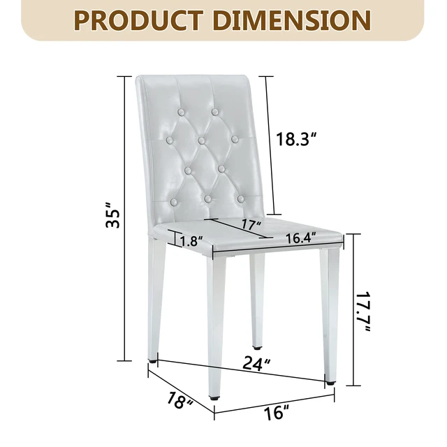 Alt view image 3 of 7 - 4 Piece Set Dining Chairs Ergonomically Designed Buckle Backrest, 35 Inches High Silver Metal Legs Combining Comfort