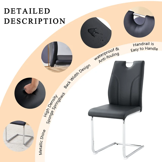 Alt view image 5 of 7 - Dining Chair Set Uniquely Designed Dining Chairs Material, Paired with Silver Metal Legs Suitable for Offices