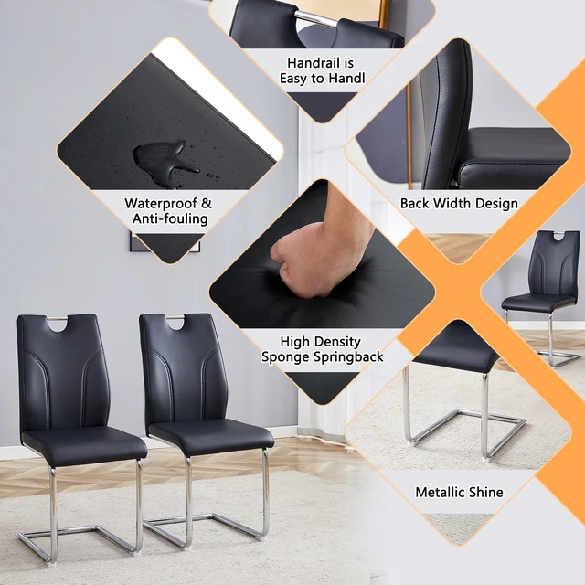 Alt view image 6 of 7 - Dining Chair Set Uniquely Designed Dining Chairs Material, Paired with Silver Metal Legs Suitable for Offices