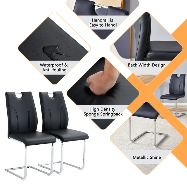 Alt view image 7 of 7 - Dining Chair Set Uniquely Designed Dining Chairs Material, Paired with Silver Metal Legs Suitable for Offices