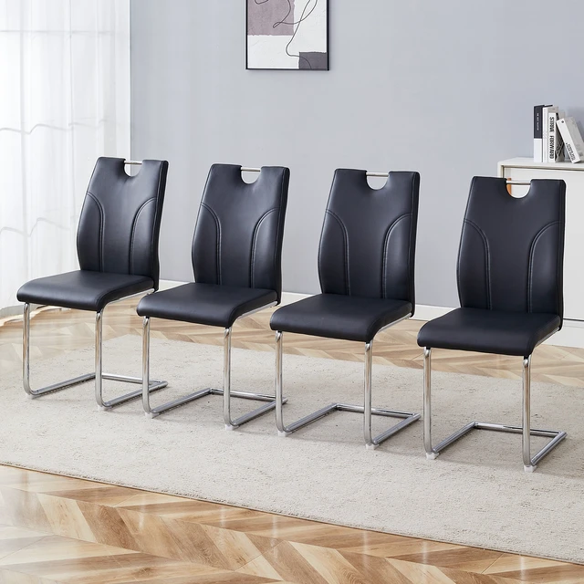 Alt view image 2 of 7 - Dining Chair Set Uniquely Designed Dining Chairs Material, Paired with Silver Metal Legs Suitable for Offices