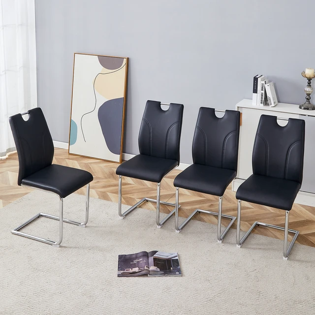 Alt view image 3 of 7 - Dining Chair Set Uniquely Designed Dining Chairs Material, Paired with Silver Metal Legs Suitable for Offices
