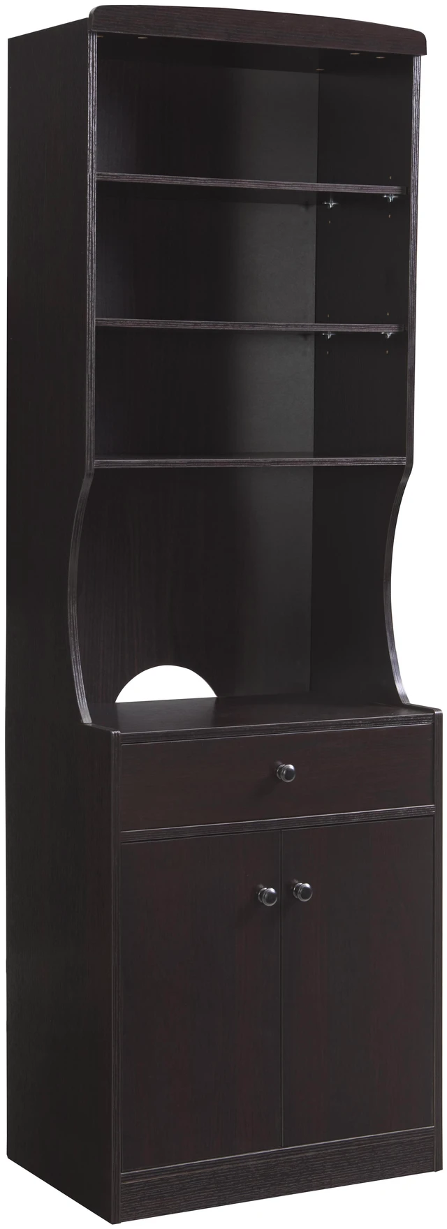 Alt view image 5 of 7 - Microwave Cabinet Station Pantry One Drawer Two Door Cabinet Six Shelves Cord Control Opening Cocoa Color, Espresso