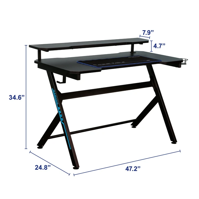 Alt view image 3 of 7 - 48 Inch Gaming Computer Desk with Removable Monitor Stand, Shaped Large Gamer Workstation pc Table with Cup Holder