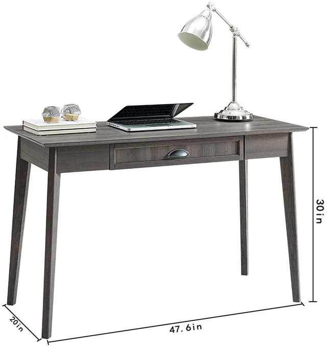 Alt view image 7 of 7 - Computer Writing Desk, Smoke, MDF, Desks Work Surfaces
