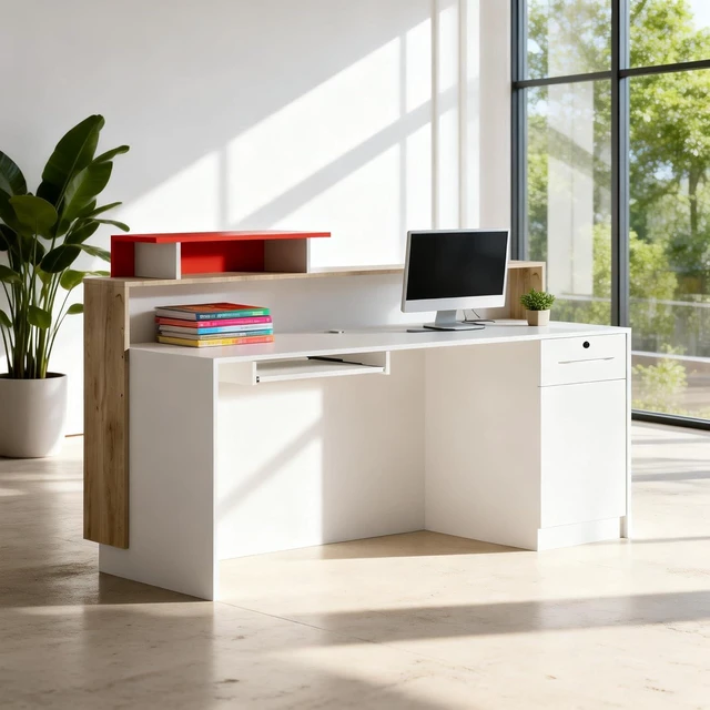 Alt view image 3 of 4 - 1.6m, Ancient White, Particle Board, Desks Work Surfaces
