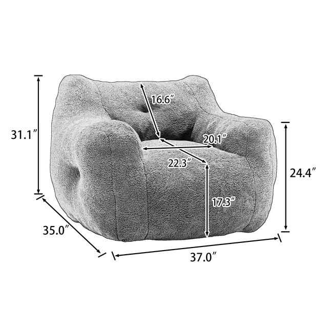 Alt view image 6 of 7 - Bean Bag Chair, Bean Bag Sofa Chair with Armrests Stuffed High Density Foam Lazy Sofa for Adults in Living Reading
