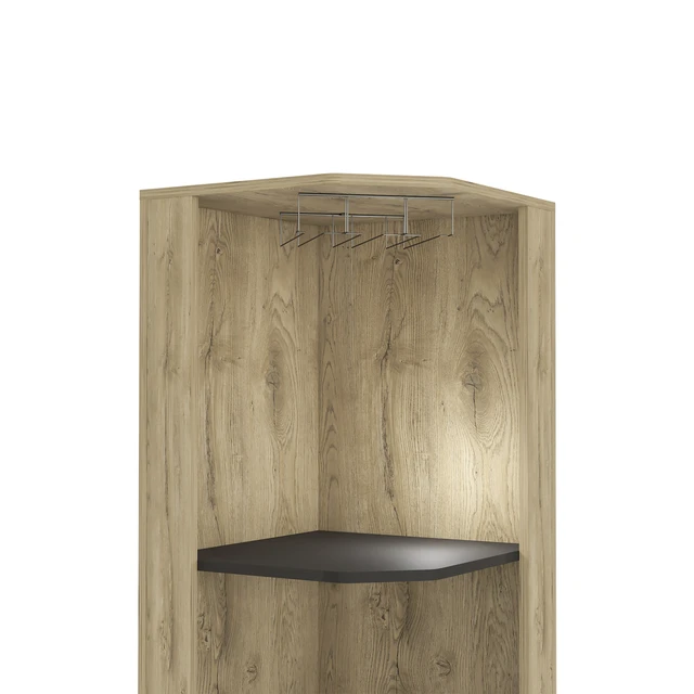 Alt view image 7 of 7 - Grace Corner Bar Cabinet, Six Built in Wine Rack Four Shelves Door Two Shelves, Multi, Particle Board