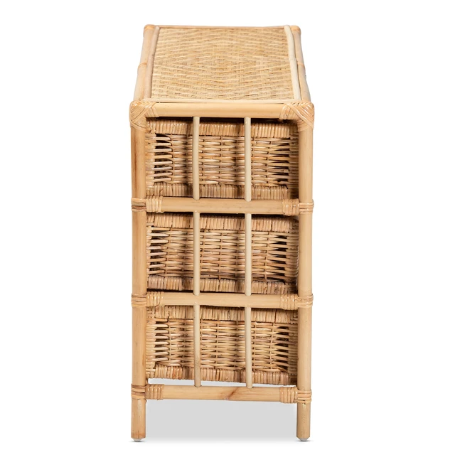 Alt view image 4 of 7 - Bohemian Rattan 6 Drawer Storage Cabinet, Brown, Plywood