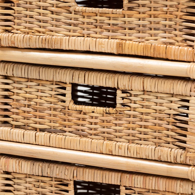 Alt view image 6 of 7 - Bohemian Rattan 6 Drawer Storage Cabinet, Brown, Plywood