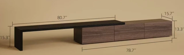 Alt view image 7 of 7 - Extendable TV Stand with Storage Drawers TV Console, Walnut Black, Wood, Cabinets
