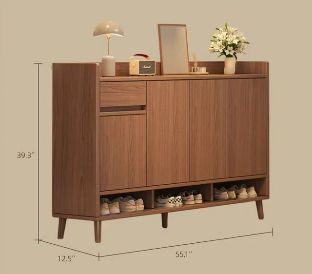 Alt view image 2 of 7 - 55.1 Inch Entryway Shoe Cabinet with Drawer Storage Organizer, Walnut, MDF