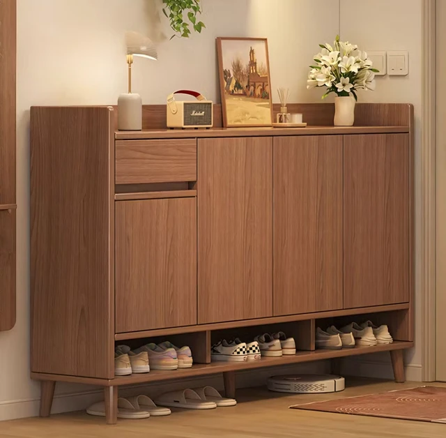 Alt view image 3 of 7 - 55.1 Inch Entryway Shoe Cabinet with Drawer Storage Organizer, Walnut, MDF