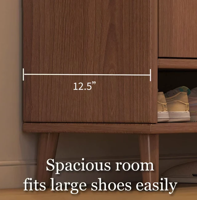 Alt view image 4 of 7 - 55.1 Inch Entryway Shoe Cabinet with Drawer Storage Organizer, Walnut, MDF