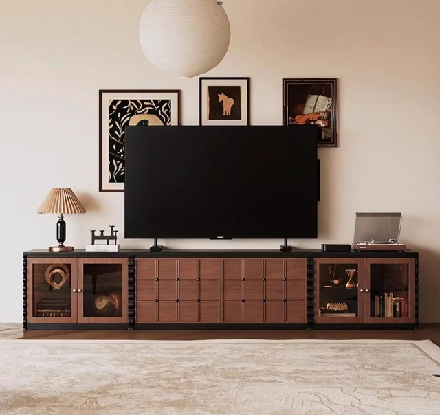 Main image of Modular Wooden TV Stand Set Optional Combination Media Console with Storage Cabinets, Walnut, Wood