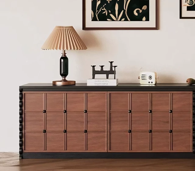 Alt view image 6 of 7 - Modular Wooden TV Stand Set Optional Combination Media Console with Storage Cabinets, Walnut, Wood