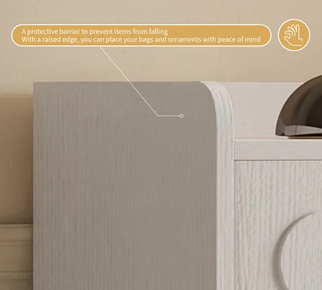 Alt view image 5 of 5 - Shoe Cabinet Three Door Design Holds Pairs Hollow Base 12 cm Height Storage Organizer, White, Wood