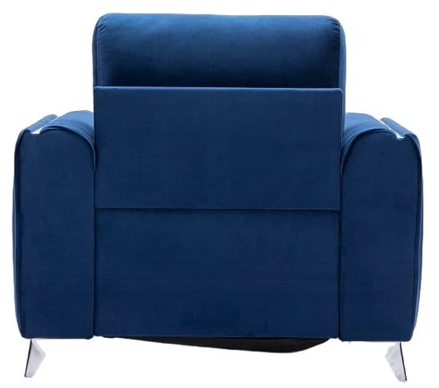 Alt view image 4 of 5 - Accent Chair with Metal Leg with Trim Accents, Blue, Wood and Fabric, Chairs Seating