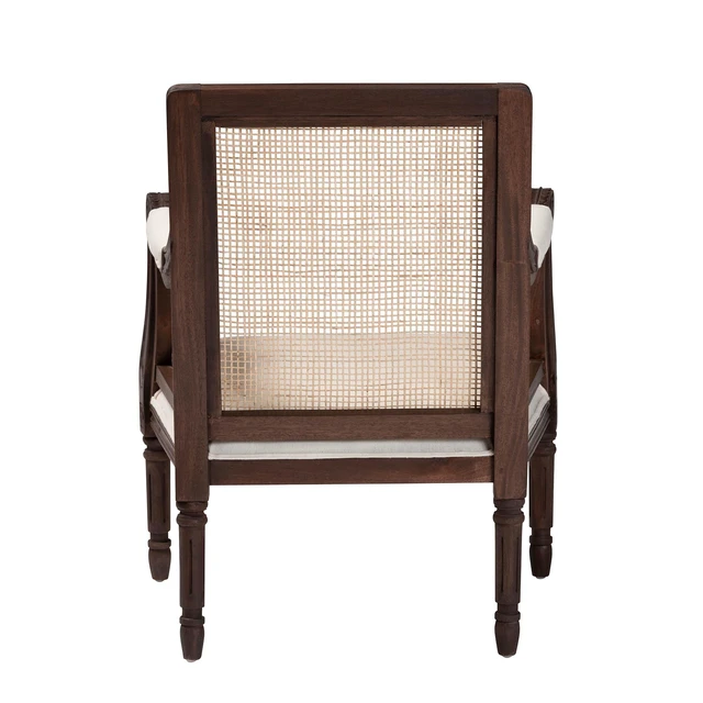 Alt view image 4 of 7 - French Beige Fabric and Finished Accent Chair, Brown Beige, Wood, Chairs Accent Seating