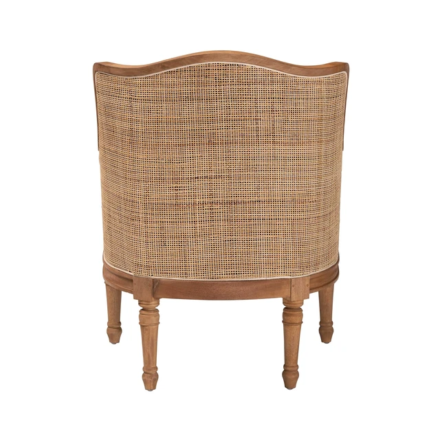 Alt view image 4 of 7 - French Beige Fabric and Honey Finished Accent Chair, Wood, Chairs Accent Seating