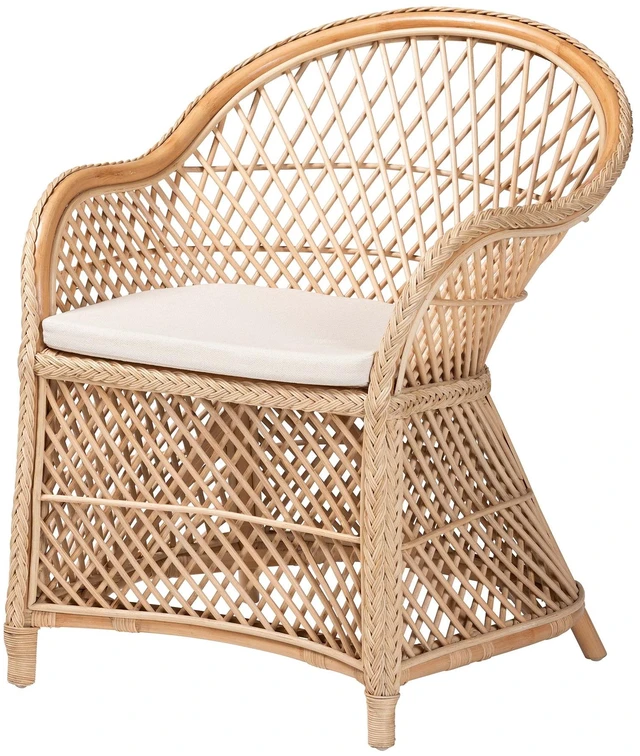 Main image of Bohemian Braided Rattan Arm Chair, Natural, Chairs Accent Seating