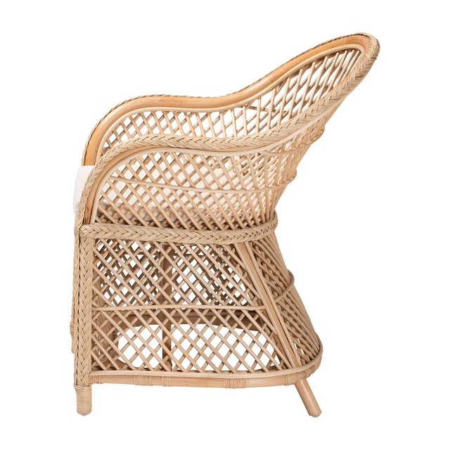 Alt view image 3 of 7 - Bohemian Braided Rattan Arm Chair, Natural, Chairs Accent Seating