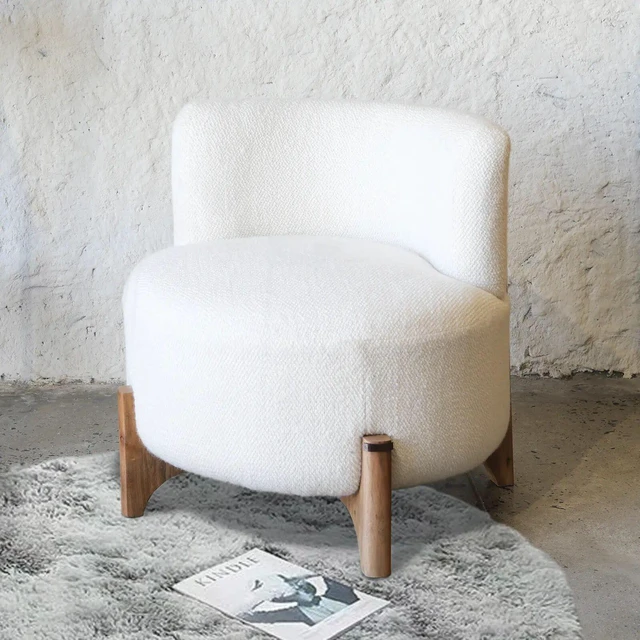 Main image of Treanthony 24 Inch Wide Tufted Armless Lounge Chair and Seating, Natural White, Wood and Fabric, Chairs Accent Seating