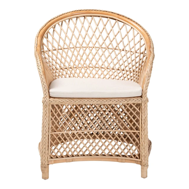 Alt view image 2 of 7 - Bohemian Braided Rattan Arm Chair, Natural, Chairs Accent Seating