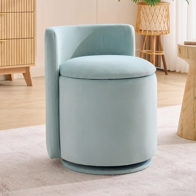 Main image of Velvet Fabric Swivel Accent Chair, Barrel Vanity Chair with Curved Backrest Upholstered Storage for Primary Living
