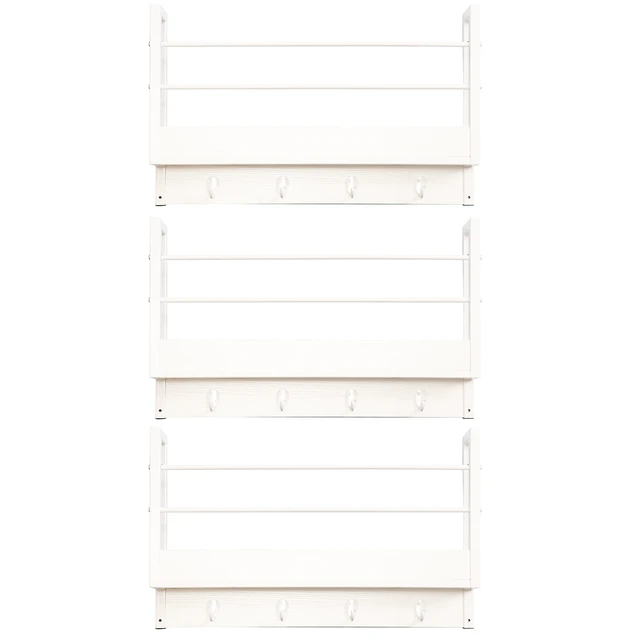Alt view image 7 of 7 - Floating Shelf Coat Rack, Wall Mounted Storage Shelves with Coat Hooks Key Holder for Entryway Living Set, White, Wood