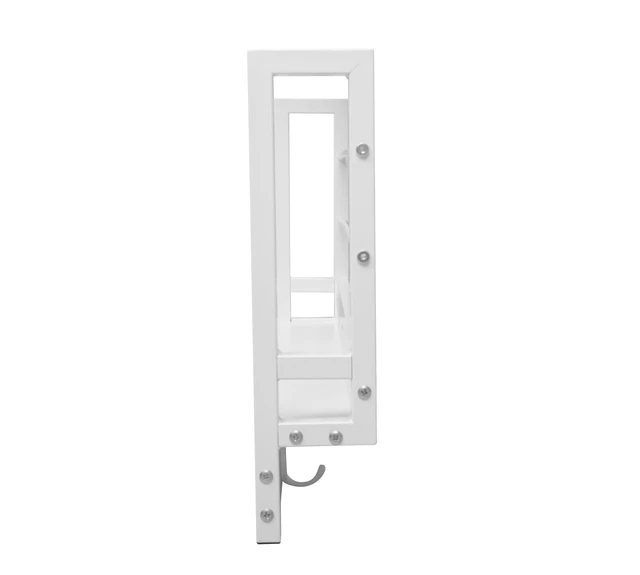 Alt view image 6 of 7 - Floating Shelf Coat Rack, Wall Mounted Storage Shelves with Coat Hooks Key Holder for Entryway Living Set, White, Wood