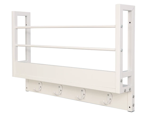 Alt view image 4 of 7 - Floating Shelf Coat Rack, Wall Mounted Storage Shelves with Coat Hooks Key Holder for Entryway Living Set, White, Wood
